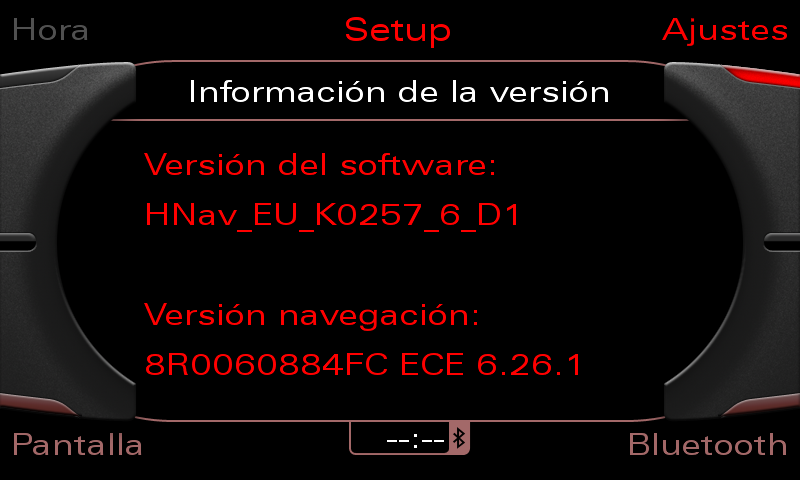 Software version and navigation of an MMI3G HIGH